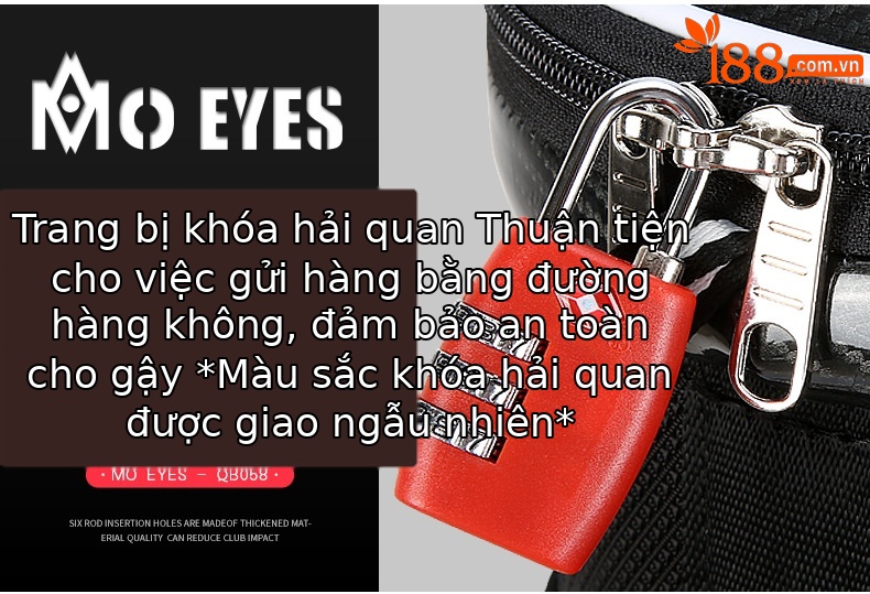 Túi đựng gậy golf PGM dạng ống kính thiên văn chống nước, cao 126 cm — Túi Kính thiên văn QB058MO EYES màu đỏ đen, QB058MO EYES Túi Kính thiên văn màu đen vàng chi tiết 19