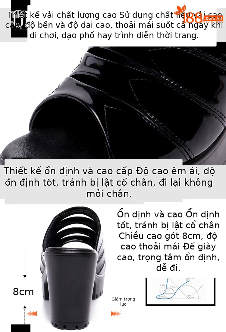 Dép sandal cao gót nữ mũi hở đế dày gót thô 13cm — Đỏ 13cm, Trắng 13cm, Bạc 8cm, Màu xanh lam 8cm chi tiết 4
