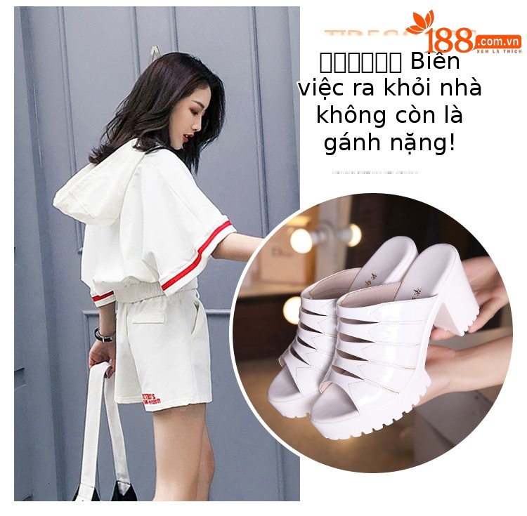 Dép sandal cao gót nữ mũi hở đế dày gót thô 13cm — Đỏ 13cm, Trắng 13cm, Bạc 8cm, Màu xanh lam 8cm chi tiết 10