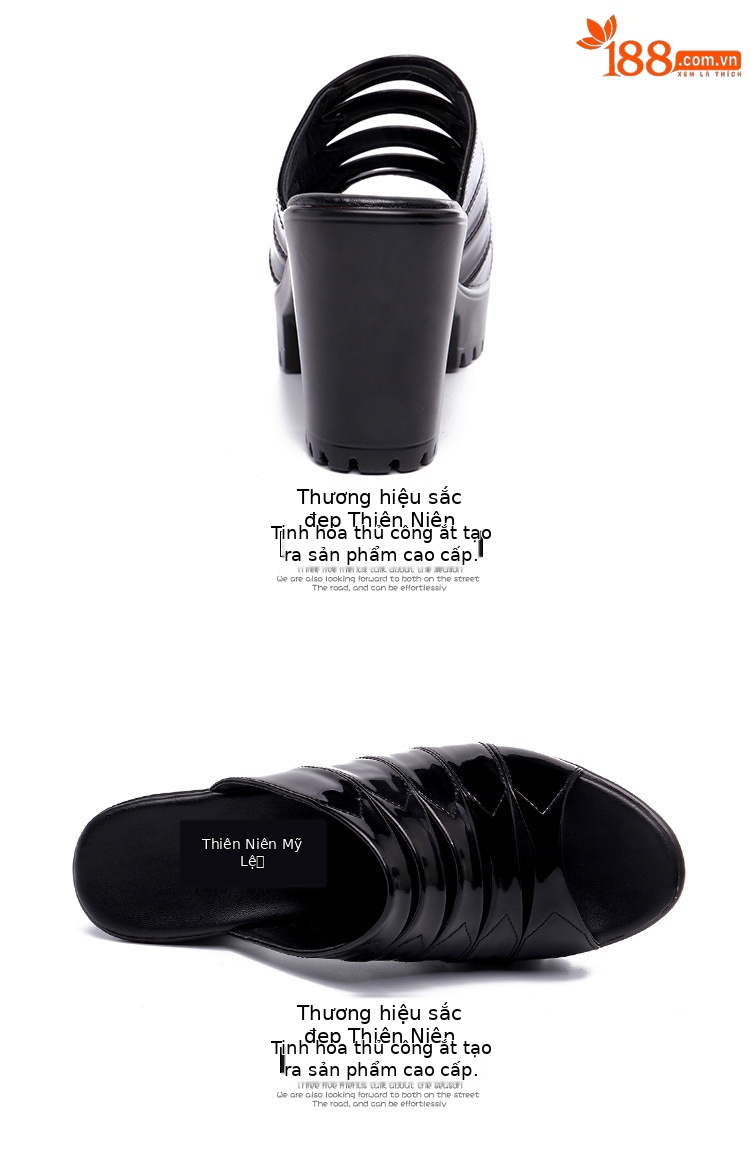 Dép sandal cao gót nữ mũi hở đế dày gót thô 13cm — Đỏ 13cm, Trắng 13cm, Bạc 8cm, Màu xanh lam 8cm chi tiết 16