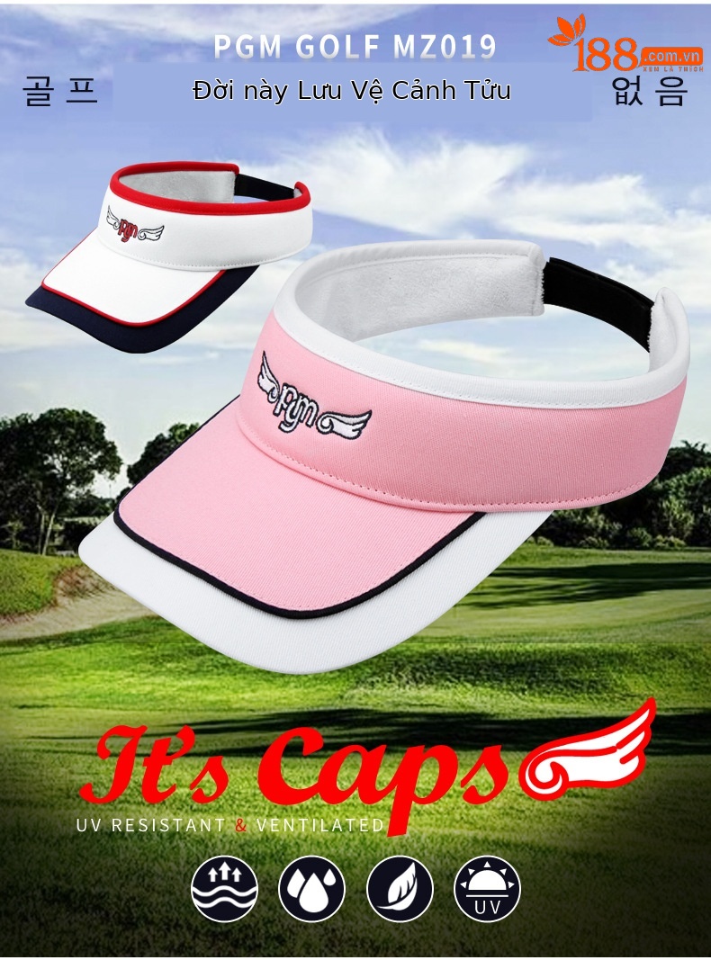 Mũ golf nữ không vành thoáng khí chống nắng mùa hè — MZ019PGM mũ không đỉnh Trắng Đỏ Xanh Navy, MZ019PGM không mũ trắng Bột chi tiết 1