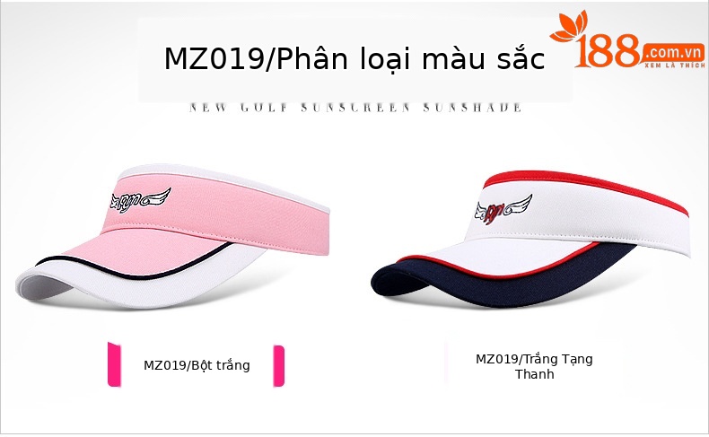 Mũ golf nữ không vành thoáng khí chống nắng mùa hè — MZ019PGM mũ không đỉnh Trắng Đỏ Xanh Navy, MZ019PGM không mũ trắng Bột chi tiết 4