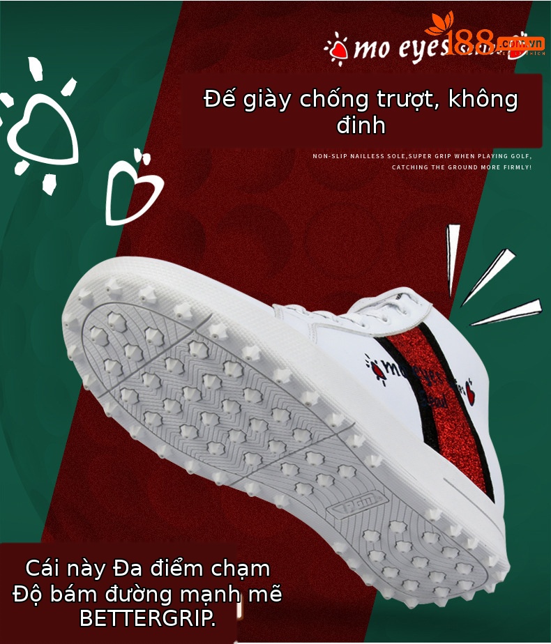 Giày golf nữ PGM cao cổ chống thấm thoáng khí, đế foam êm, gót trong 6 cm — Giày tăng chiều cao bên trong xz120 MO EYES màu đen, Xz120 MO EYES bên trong giày tăng chiều cao màu trắng chi tiết 2