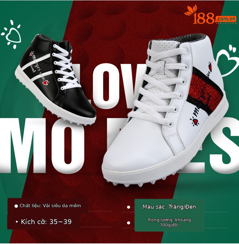Giày golf nữ PGM cao cổ chống thấm thoáng khí, đế foam êm, gót trong 6 cm — Giày tăng chiều cao bên trong xz120 MO EYES màu đen, Xz120 MO EYES bên trong giày tăng chiều cao màu trắng chi tiết 5