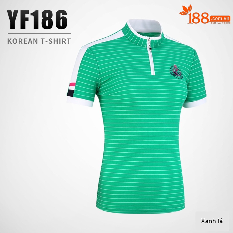YF186 Nữ Tay Ngắn Sọc Xanh Trắng