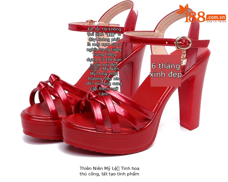 Sandal cao gót nữ hở mũi đế xuồng gót vuông 10 cm — Màu trắng 10 cm, Màu đen 10 cm, Màu Đỏ 10 cm chi tiết 14