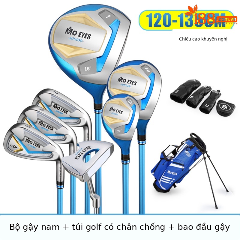 Bộ gậy golf trẻ em PGM MO EYES 7 món kèm túi đeo vai — Màu xanh [120-135cm], Màu xanh [135-150cm], Màu xanh [150-165cm], Màu Hồng [120-135cm]
