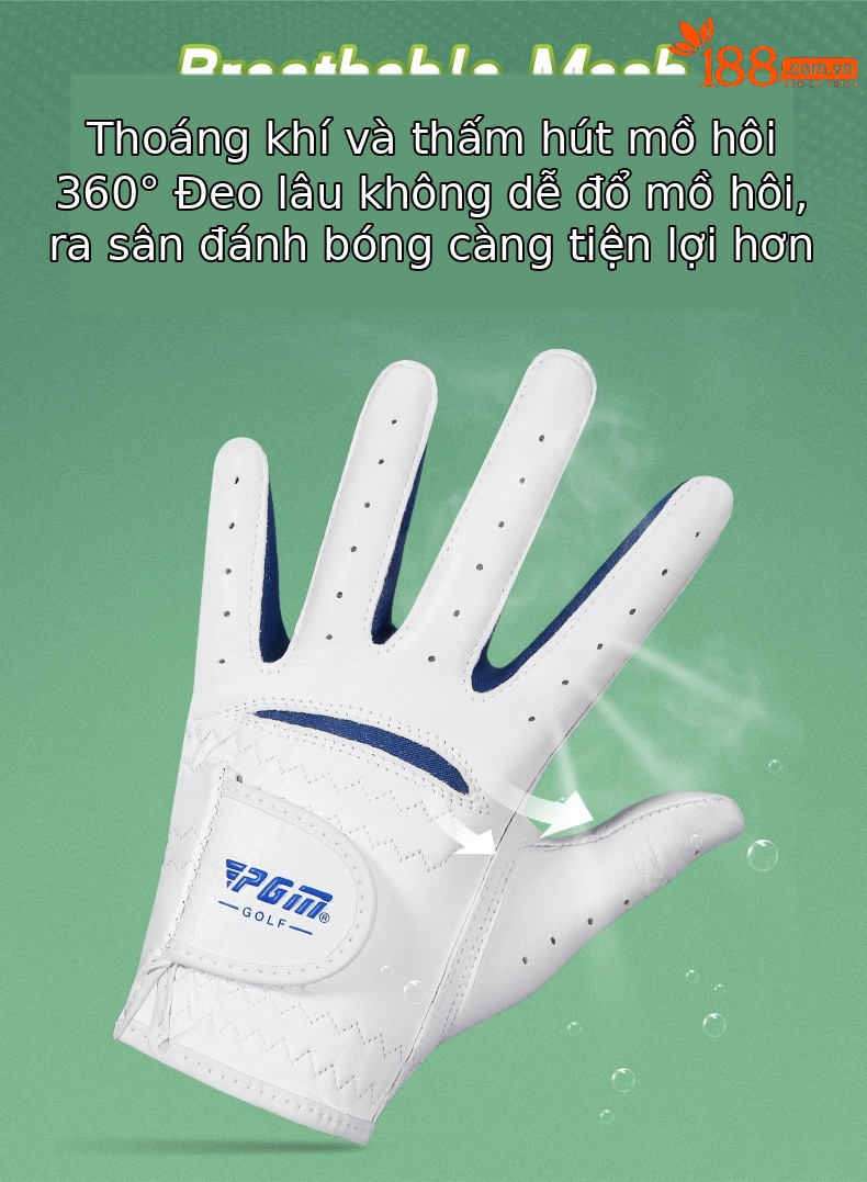 Găng tay golf trẻ em PGM da cừu nhỏ thoáng khí một đôi — 15 yard=M chi tiết 4