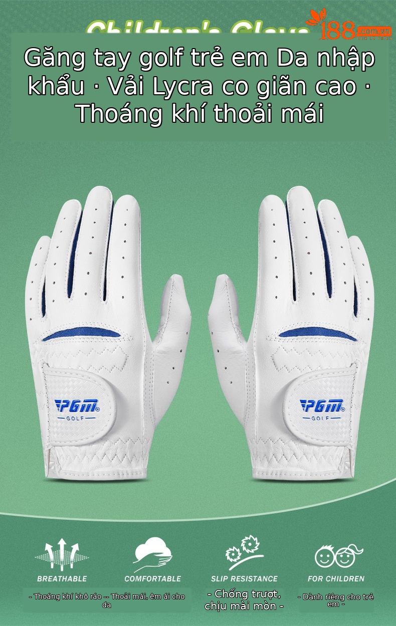 Găng tay golf trẻ em PGM da cừu nhỏ thoáng khí một đôi — 15 yard=M chi tiết 2