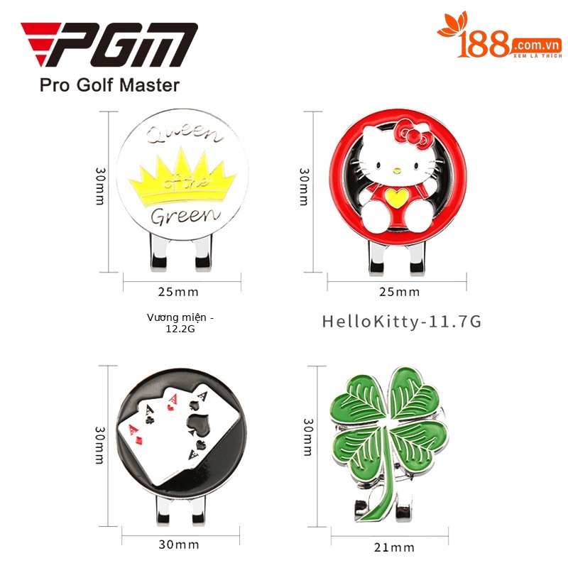 Bộ kẹp mũ golf PGM – Marker đánh dấu vị trí bóng tiêu chuẩn (5 mẫu) — Một bộ
