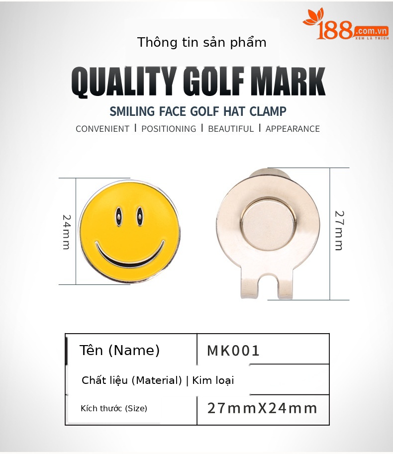 Bộ kẹp mũ golf PGM – Marker đánh dấu vị trí bóng tiêu chuẩn (5 mẫu) — Một bộ chi tiết 25