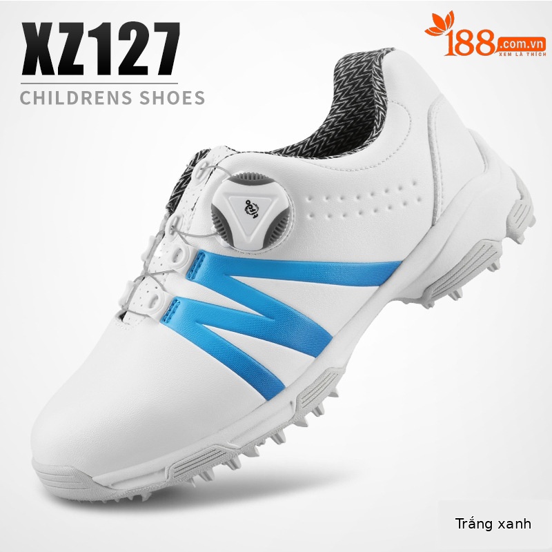 Giày thể thao trẻ em khóa xoay chống nước PGM XZ127 — Xz127 màu xanh trắng, Xz127 trắng hồng, Xz127 màu xám trắng