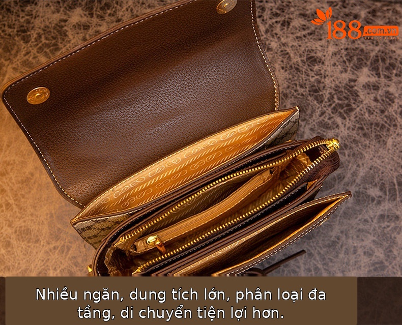 Túi đeo chéo nữ phong cách Pháp nhỏ gọn, kiểu dáng thời trang — Màu cà phê chi tiết 17