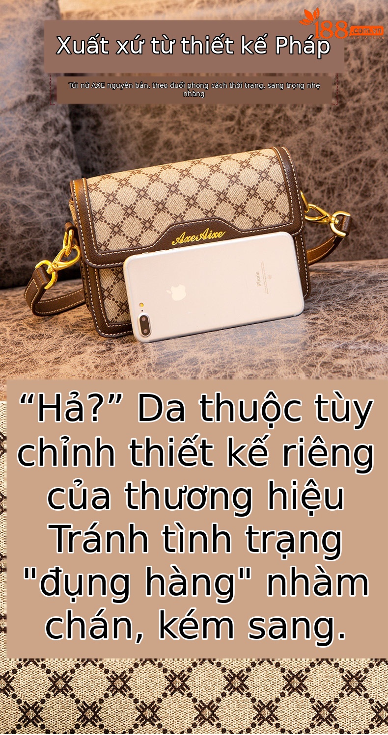 Túi đeo chéo nữ phong cách Pháp nhỏ gọn, kiểu dáng thời trang — Màu cà phê chi tiết 5