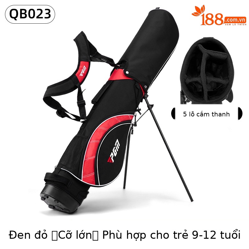 Túi Golf trẻ em cổ điển PGM cỡ lớn — Túi bóng đen đỏ bé trai cỡ lớn 9-12 tuổi, Túi bóng màu hồng đen bé gái cỡ lớn 9-12 tuổi