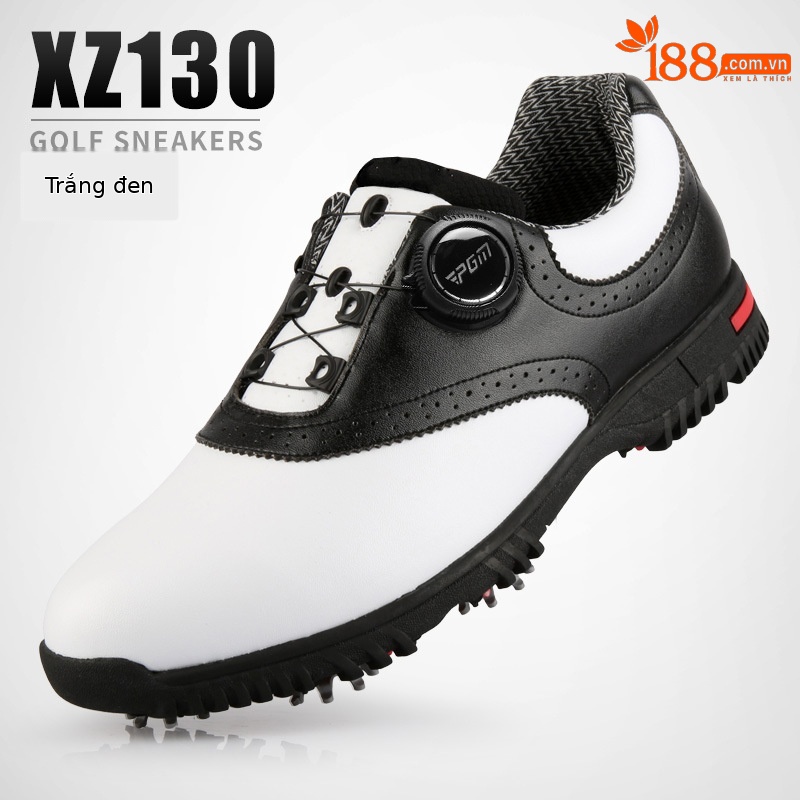 Giày golf nam chống thấm khóa xoay PGM XZ130 — XZ130 giày chống thấm khóa sợi nhỏ nam trắng đen