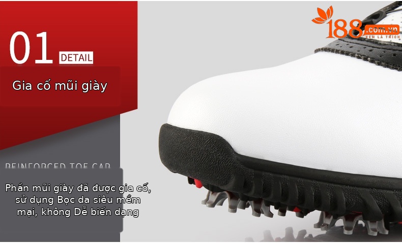 Giày golf nam chống thấm khóa xoay PGM XZ130 — XZ130 giày chống thấm khóa sợi nhỏ nam trắng đen chi tiết 8