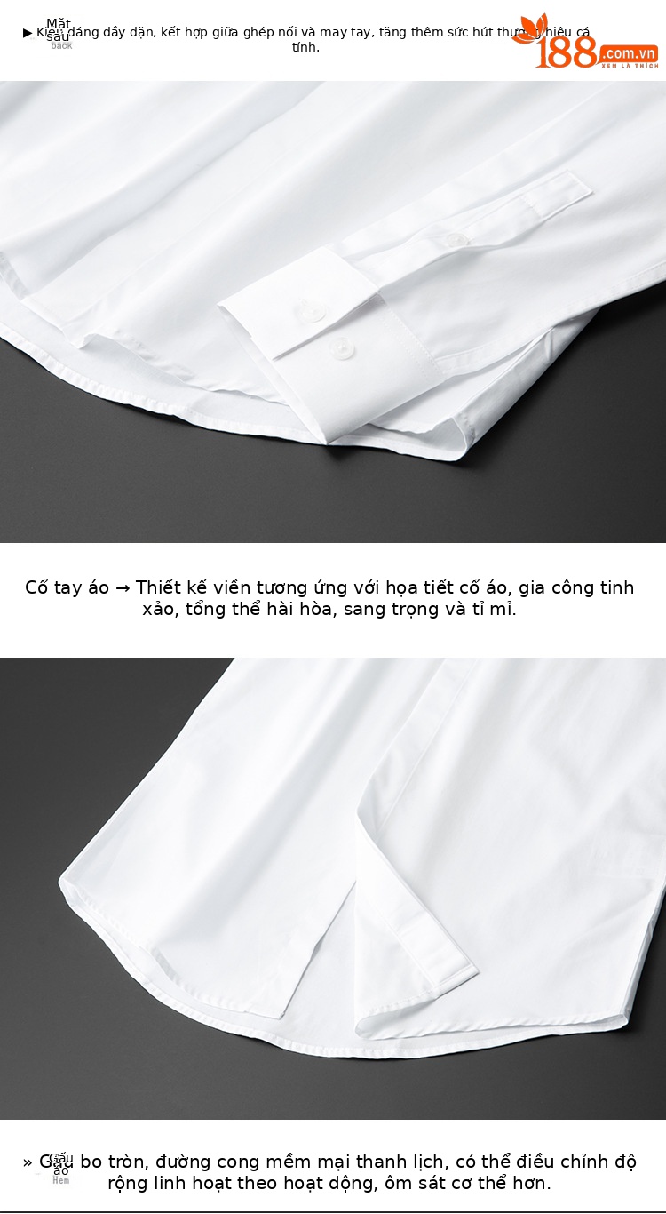 Áo sơ mi nam dài tay in hình chữ thập trước ngực phong cách thời trang — Màu trắng, Màu đen chi tiết 10