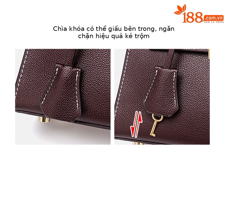Túi Kelly thời trang cao cấp dáng xách tay, đeo chéo, phong cách đơn giản — Cỡ Nhỏ màu đỏ rượu, Cỡ lớn màu đỏ rượu, Cỡ nhỏ màu đen, Cỡ lớn màu đen chi tiết 4
