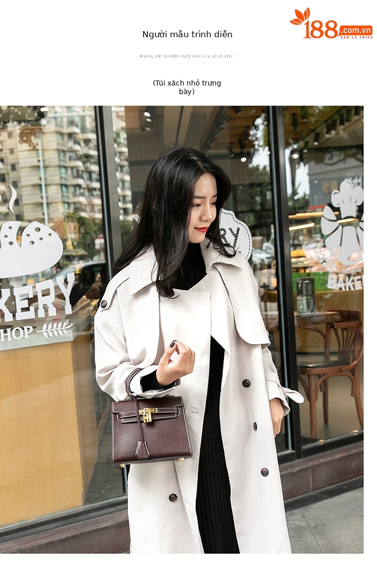 Túi Kelly thời trang cao cấp dáng xách tay, đeo chéo, phong cách đơn giản — Cỡ Nhỏ màu đỏ rượu, Cỡ lớn màu đỏ rượu, Cỡ nhỏ màu đen, Cỡ lớn màu đen chi tiết 6