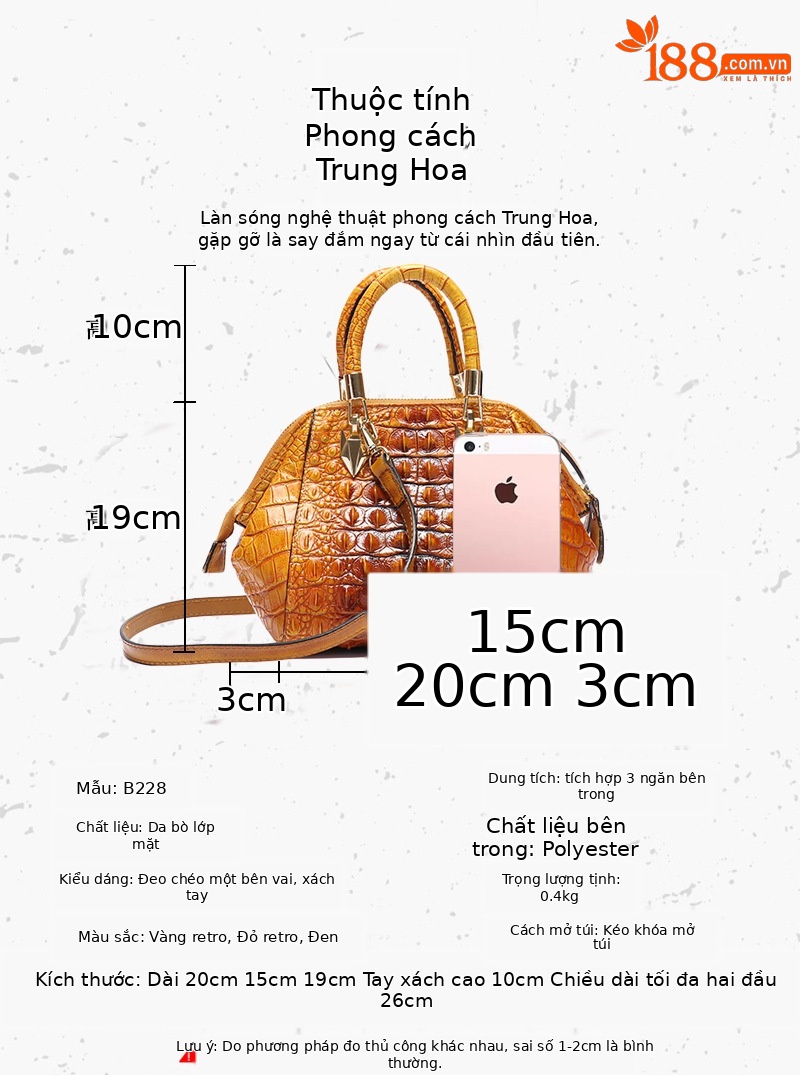 Túi đeo vai da retro nữ công suất lớn đa năng — Màu đen, Vàng cổ điển, Đỏ cổ điển chi tiết 2