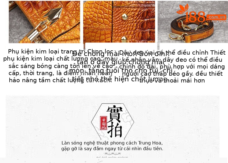 Túi đeo vai da retro nữ công suất lớn đa năng — Màu đen, Vàng cổ điển, Đỏ cổ điển chi tiết 7