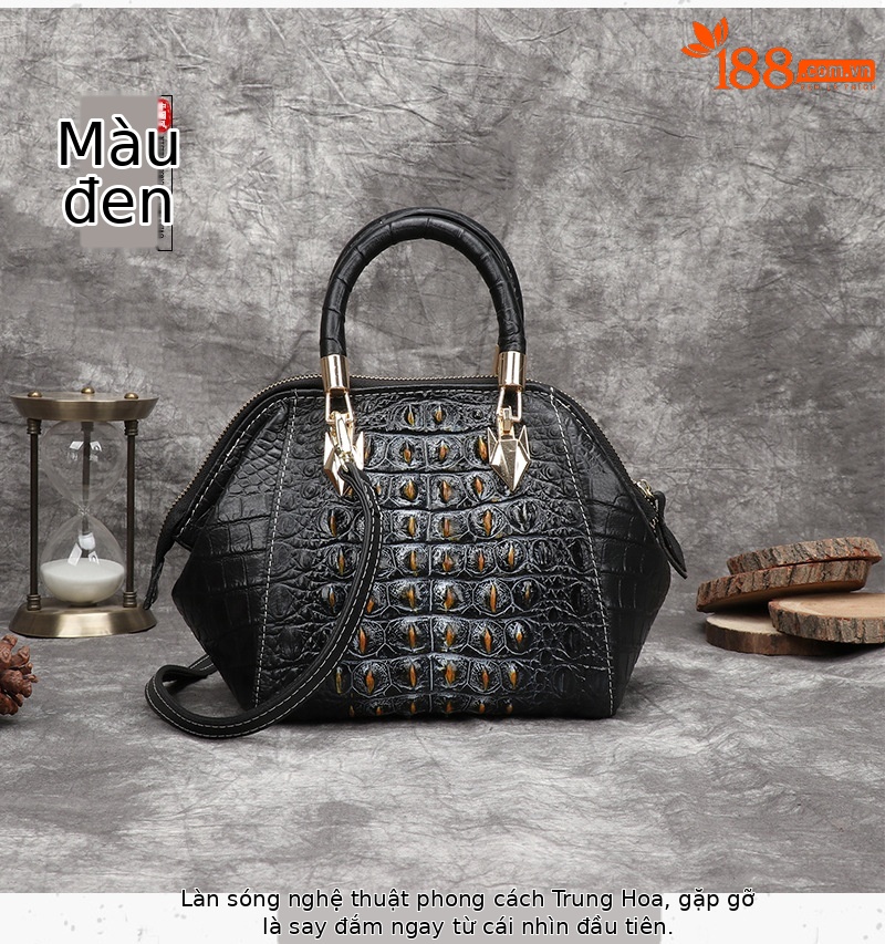 Túi đeo vai da retro nữ công suất lớn đa năng — Màu đen, Vàng cổ điển, Đỏ cổ điển chi tiết 9