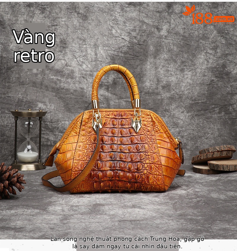 Túi đeo vai da retro nữ công suất lớn đa năng — Màu đen, Vàng cổ điển, Đỏ cổ điển chi tiết 10