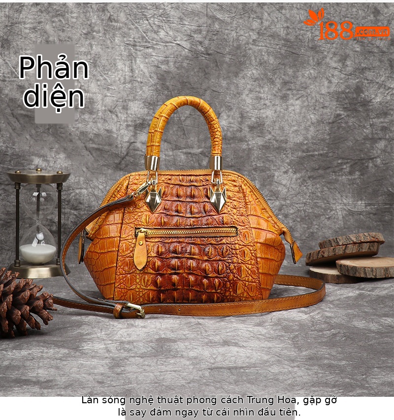 Túi đeo vai da retro nữ công suất lớn đa năng — Màu đen, Vàng cổ điển, Đỏ cổ điển chi tiết 12