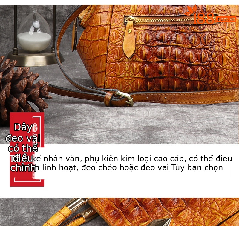 Túi đeo vai da retro nữ công suất lớn đa năng — Màu đen, Vàng cổ điển, Đỏ cổ điển chi tiết 17