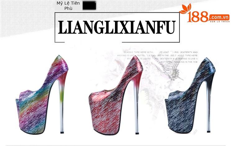 Giày cao gót nữ mũi nhọn gót 22 cm miệng cá phong cách Âu Mỹ — Màu đen chi tiết 1