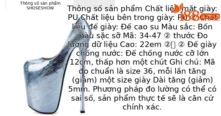 Giày cao gót nữ mũi nhọn gót 22 cm miệng cá phong cách Âu Mỹ — Màu đen chi tiết 2