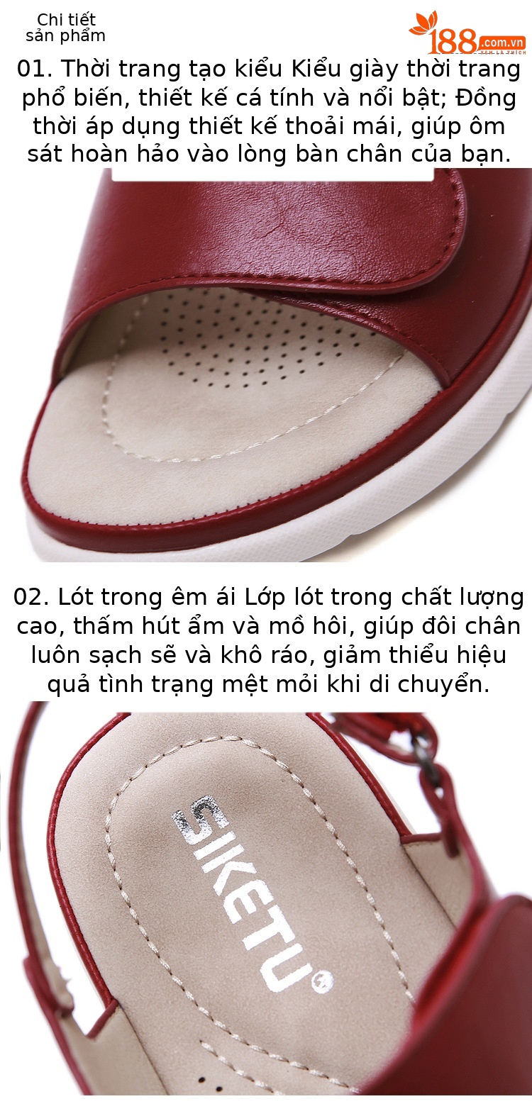 Dép sandal nữ xỏ ngón đế bệt mùa hè 2025 khóa dán đệm massage — Màu đen, Màu mơ, Màu đỏ chi tiết 3