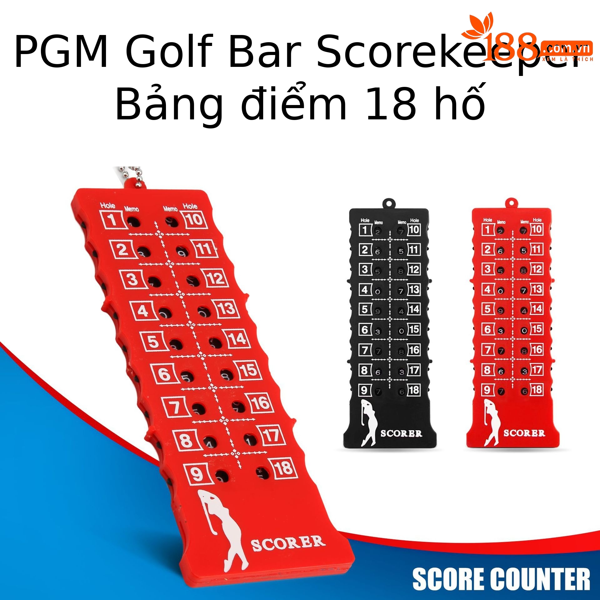 Máy ghi điểm golf 18 lỗ PGM dạng thanh vuông, nhỏ gọn — JFQ002 thanh ghi điểm (màu ngẫu nhiên)