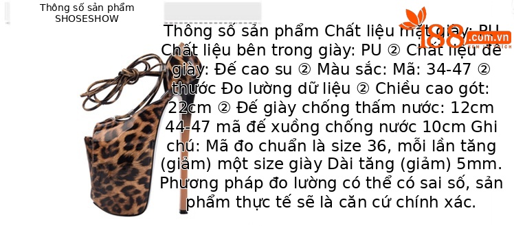 Sandal cao gót nữ hở mũi họa tiết da báo, gót 22 cm — Màu nâu chi tiết 2