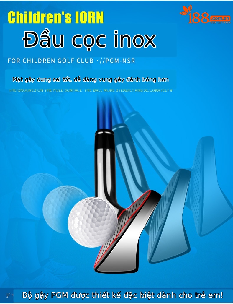 Gậy golf sắt trẻ em PGM NSR Junior tay trái số 7, thân carbon nhẹ, chiều dài tùy chỉnh 95–155 cm — Tay trái số 7 sắt trắng hồng (95-115cm), Tay trái số 7 sắt trắng hồng (115-135cm), Tay trái số 7 sắt trắng hồng (135-155cm), Tay trái số 7 sắt Xanh Lục (95-115cm) chi tiết 3