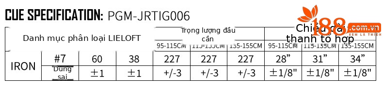 Gậy golf sắt trẻ em PGM NSR Junior tay trái số 7, thân carbon nhẹ, chiều dài tùy chỉnh 95–155 cm — Tay trái số 7 sắt trắng hồng (95-115cm), Tay trái số 7 sắt trắng hồng (115-135cm), Tay trái số 7 sắt trắng hồng (135-155cm), Tay trái số 7 sắt Xanh Lục (95-115cm) chi tiết 4