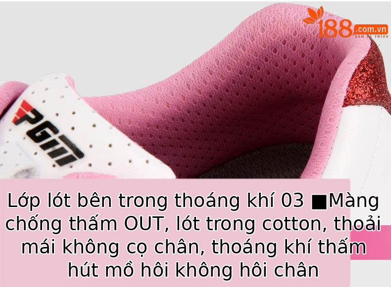 Giày thể thao nữ chạy bộ chống nước thoáng khí đế foam PGM — XZ138 trắng đỏ, XZ138 trắng đen, XZ138 Bạc chi tiết 15