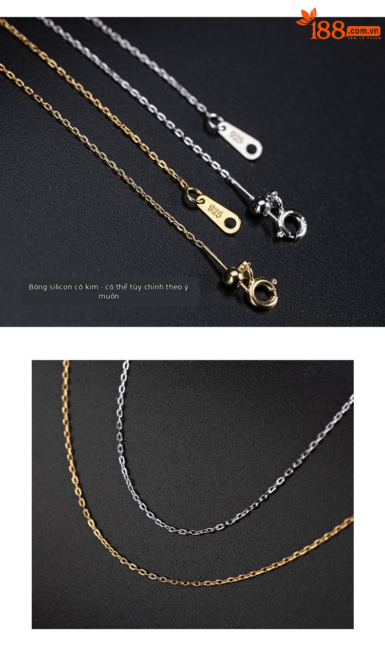 Dây chuyền xương đòn bạc 925 mạ vàng hình chữ O đơn giản — Kiểu bạc trơn chi tiết 2