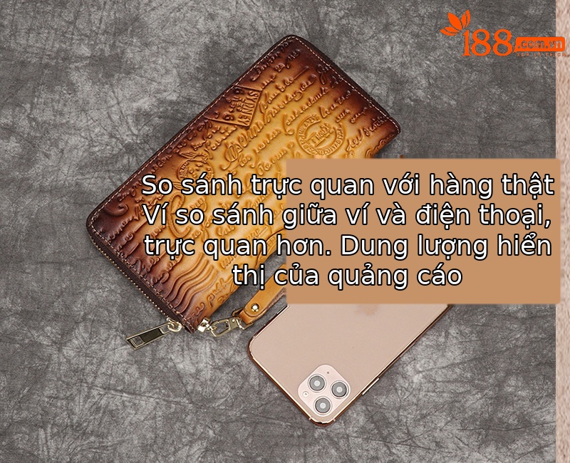 Ví cầm tay nữ da bò dập nổi phong cách retro — Vàng cổ điển, Xanh lam cổ điển chi tiết 7