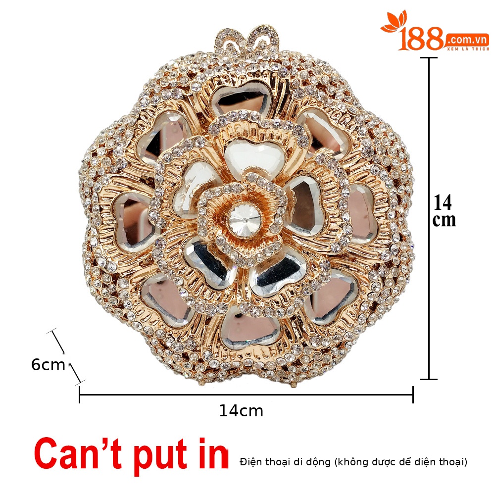 Túi clutch dạ hội kim loại đính kim cương, xách tay nữ thời trang dự tiệc — Màu đen, Đế Vàng Kim Cương, Nền vàng kim cương trắng, Màu bạc