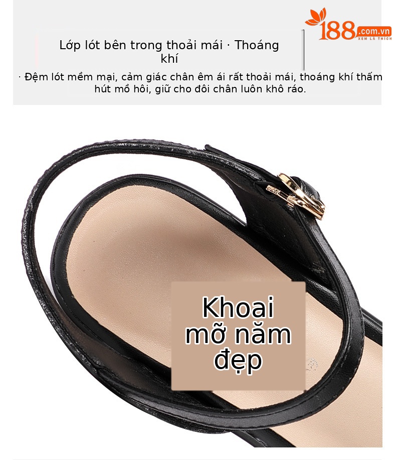 Sandal cao gót quai ngang nữ kiểu La Mã gót dày 13 cm — Màu đen 13cm, Bạc 13cm, Màu vàng kim 10cm, Màu vàng 13cm chi tiết 8