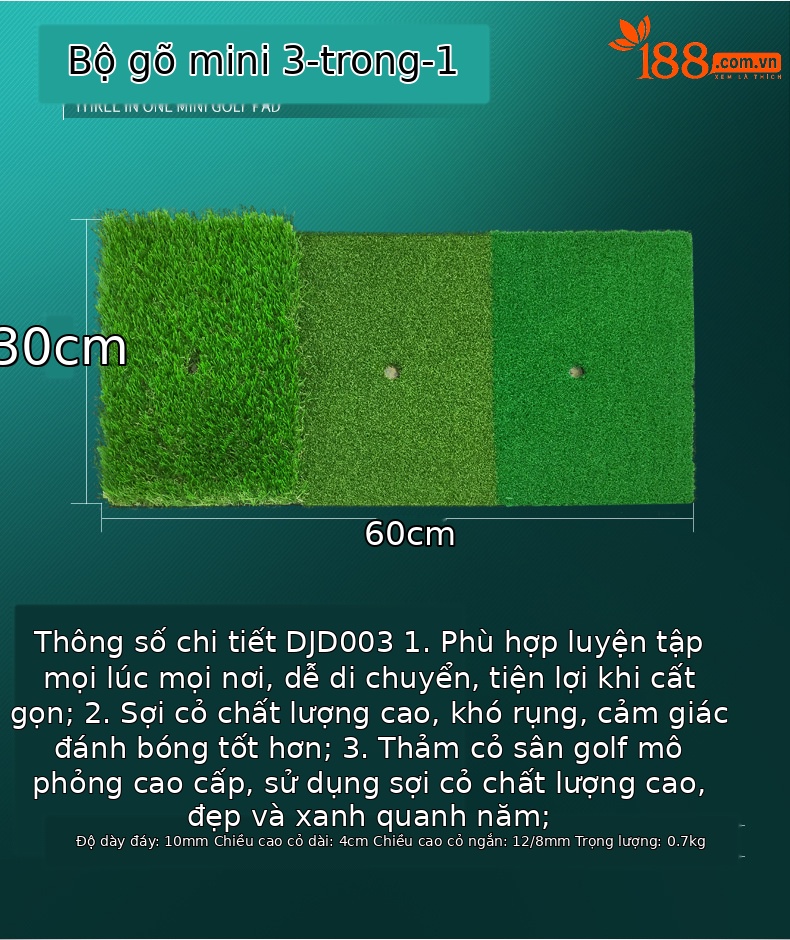Đệm tập golf PGM ba trong một 30×60 cm – thảm swing mini đa năng — DJD003-207 [đệm ba trong một 30*60cm], DJD003-208 [đệm ba trong một 30*60cm], DJD003-210 [đệm cỏ ngắn hai màu 30*60cm], DJD003-12 [đệm cỏ dài và ngắn 30*60cm] chi tiết 5