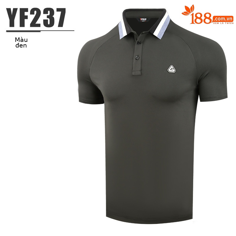 YF237 nam sọc cổ tay ngắn màu đen