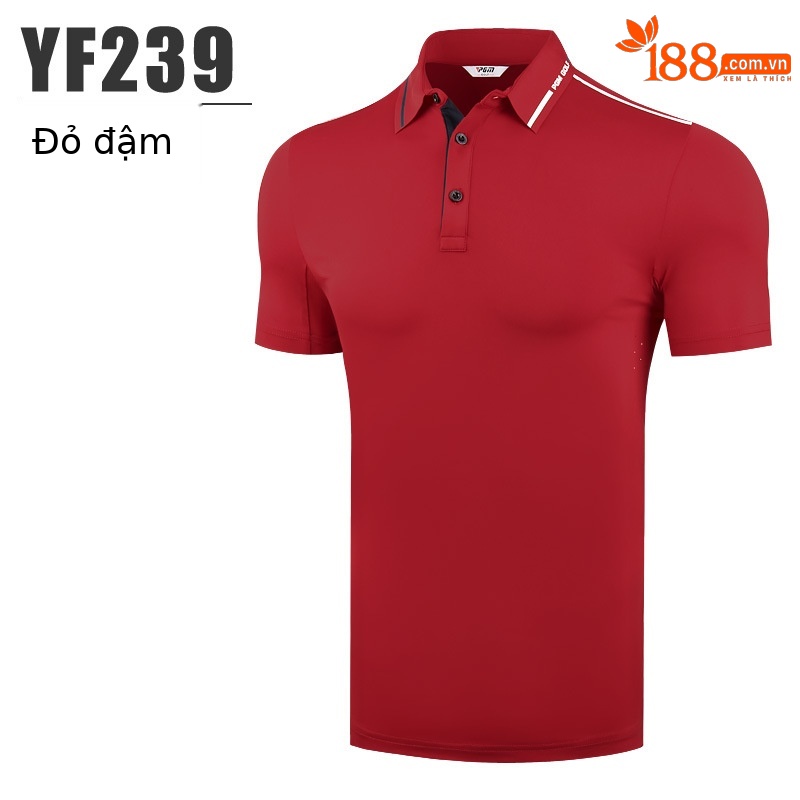 YF239 nam tay ngắn thoáng khí màu đỏ thẫm