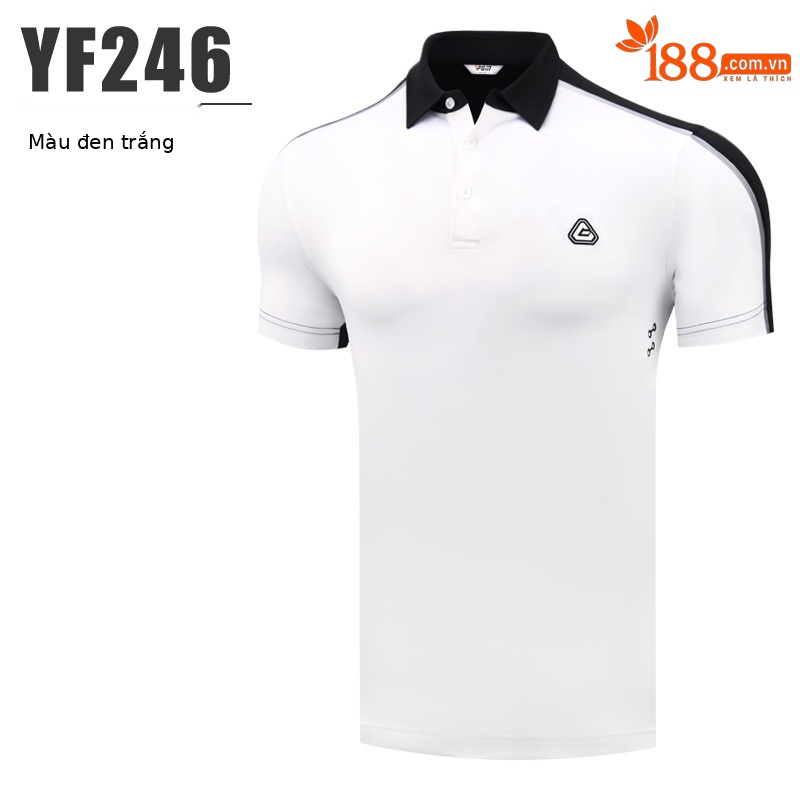 YF246 nam tay ngắn thoáng khí màu đen và trắng