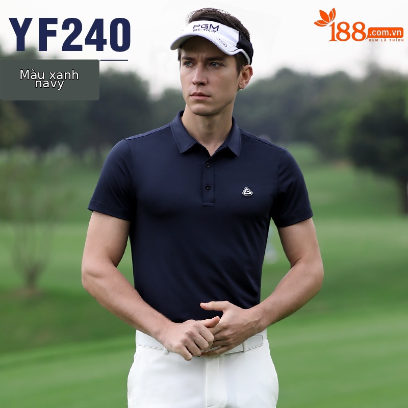 YF240 nam xẻ tà màu trơn tay ngắn màu xanh nước biển
