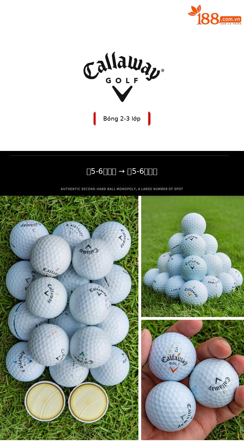 Bộ 50 quả bóng golf tập luyện đa thương hiệu (Titleist, Srixon, Honma, Volvik...) chất lượng từ 56% đến 99% mới — 50 quả bóng chi tiết 7