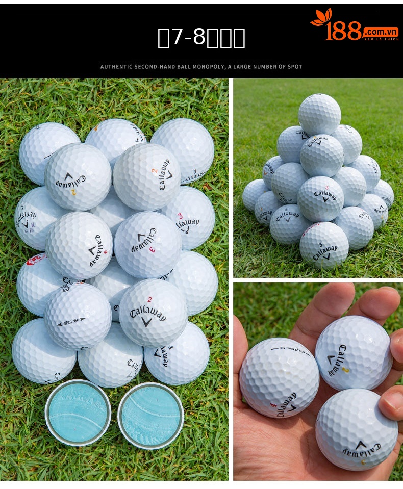 Bộ 50 quả bóng golf tập luyện đa thương hiệu (Titleist, Srixon, Honma, Volvik...) chất lượng từ 56% đến 99% mới — 50 quả bóng chi tiết 8