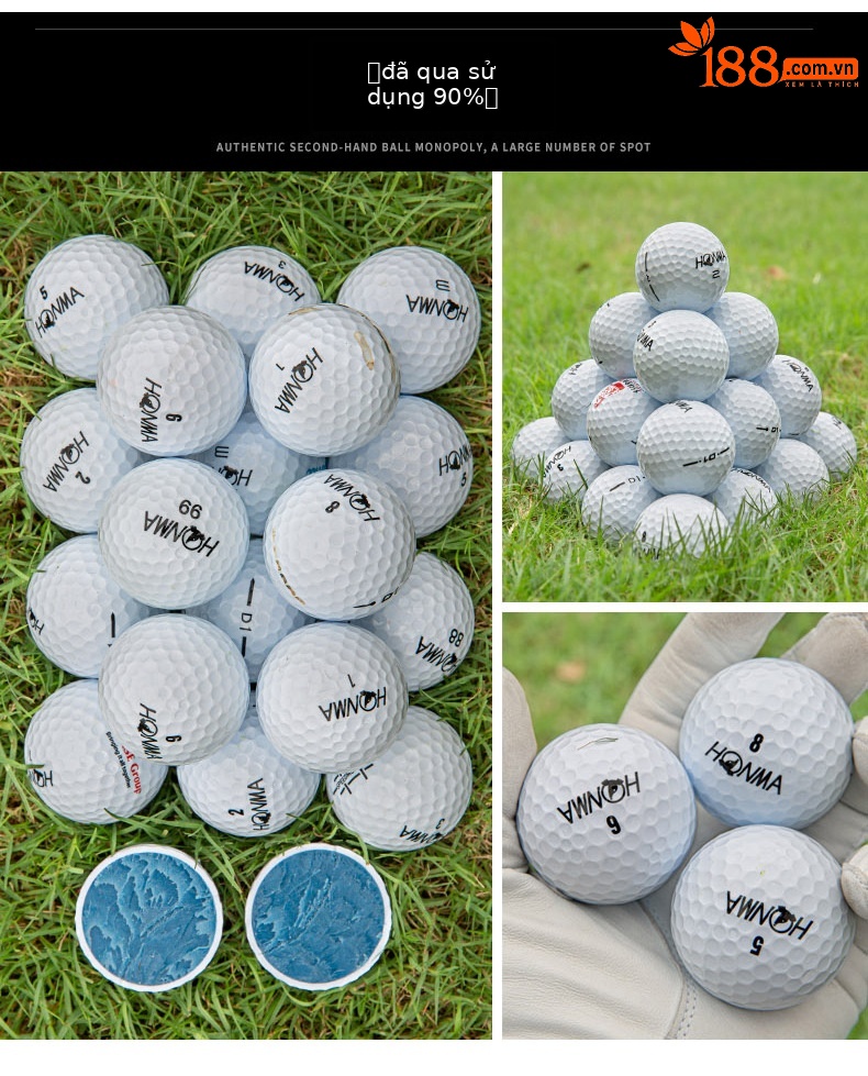 Bộ 50 quả bóng golf tập luyện đa thương hiệu (Titleist, Srixon, Honma, Volvik...) chất lượng từ 56% đến 99% mới — 50 quả bóng chi tiết 11